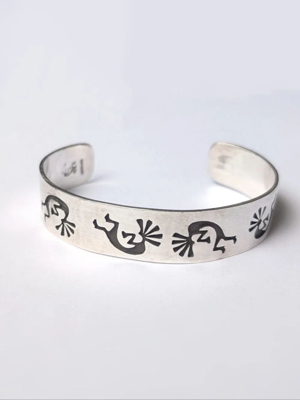 Vintage Navajo Chuck Lindsey Kokopelli Sterling Silver Bracelet Cuff Native 925